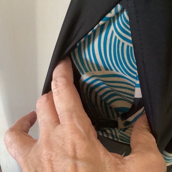 Ice Silk Black, Tan & Teal Sleeveless Maxi Dress Pockets Size 2XL - Picture 5 of 6